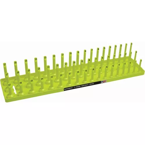 1/2" Metric 3-Row Socket Tray - Hi-Viz Yellow