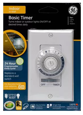 15a/1250w White Indoor In-wall Timer Model 15325 For Programmable Control