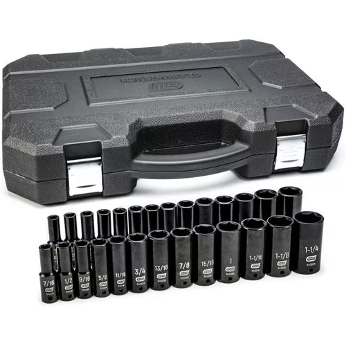 27 Pc. 1/2″ Drive 6 Point Deep Impact SAE/Metric Socket Set