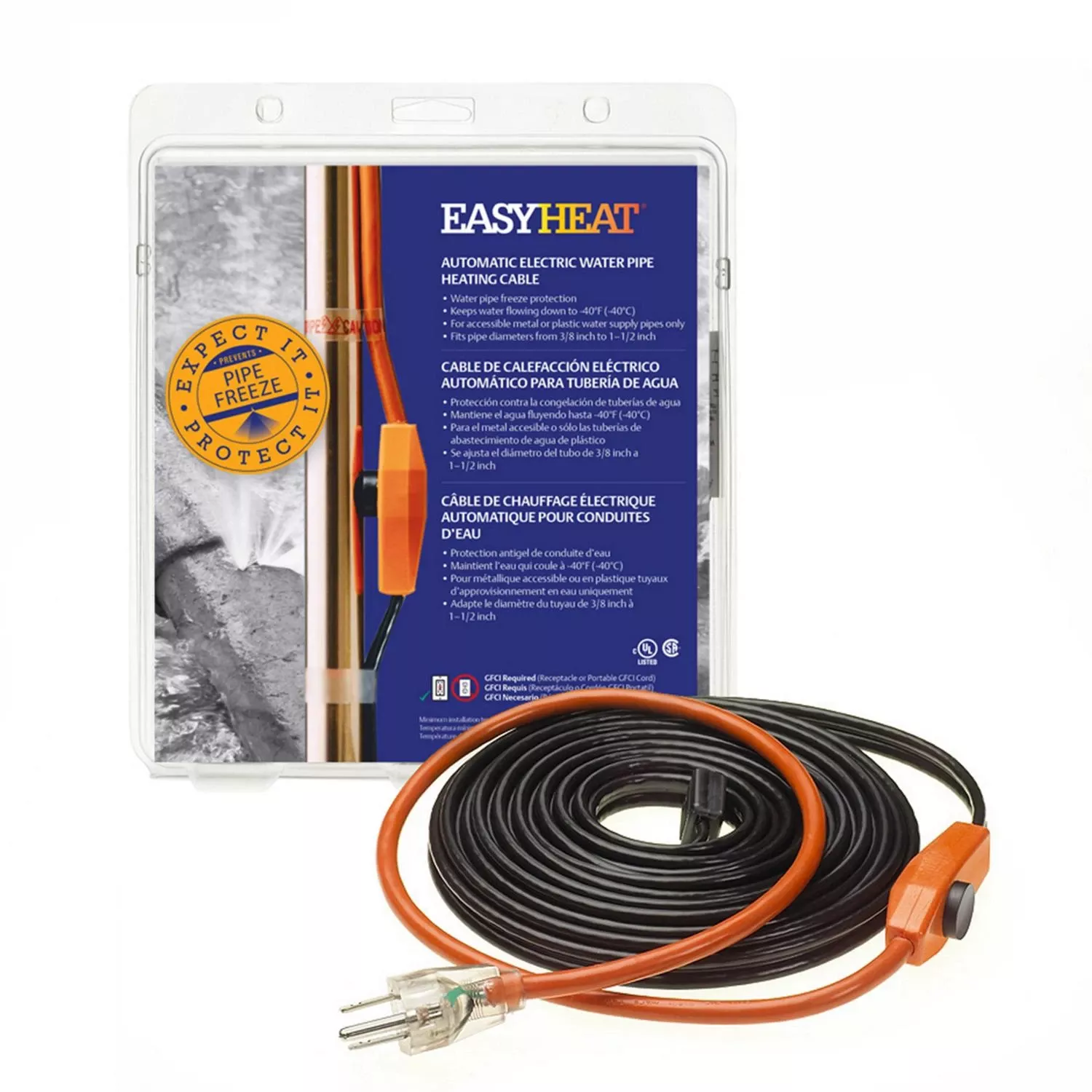 30 Ft Automatic Water Pipe Heating Cable For Freeze Protection – Ul Listed
