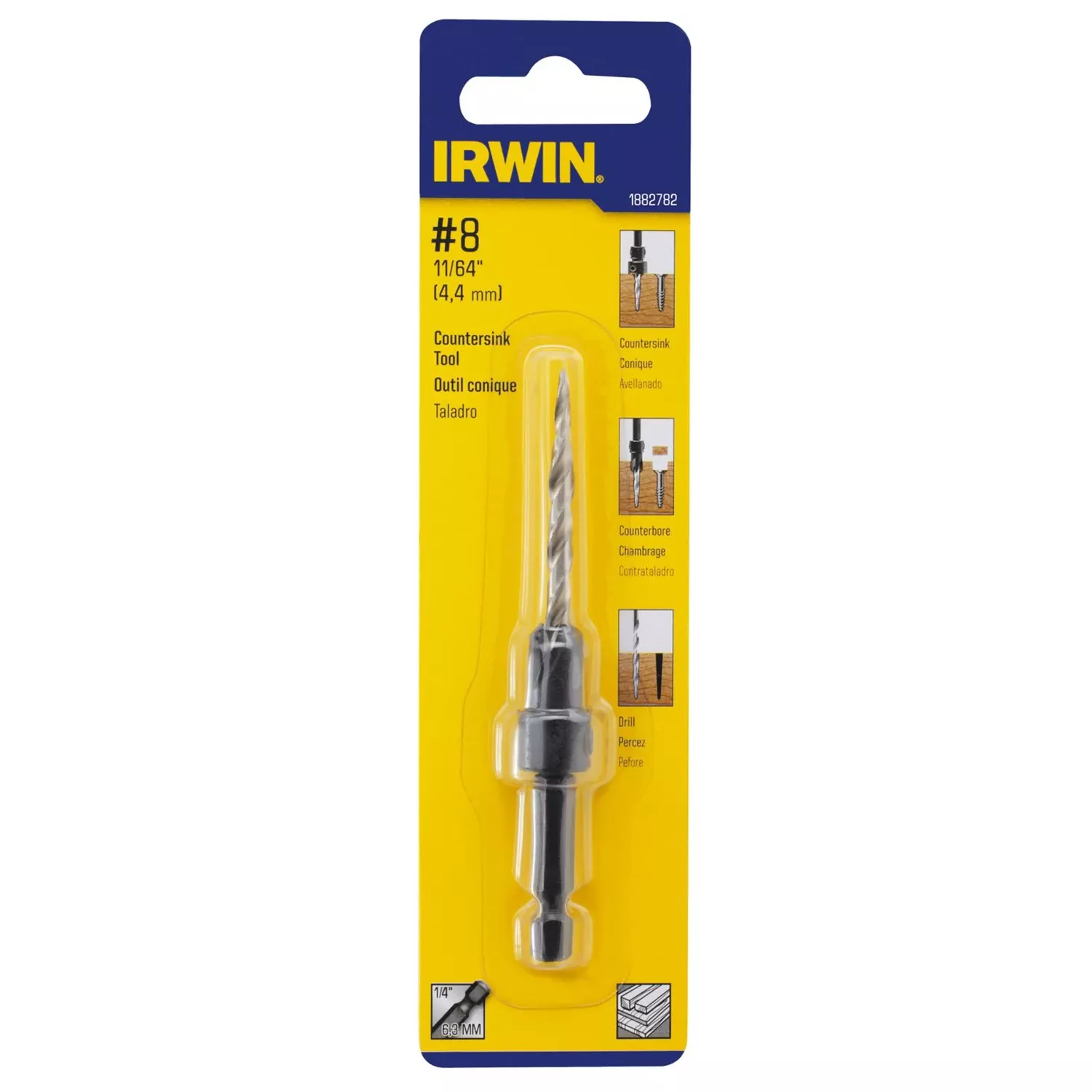 #8 – 11/64 In. High Speed Steel Wood Countersink With Quick-change Hex Shank