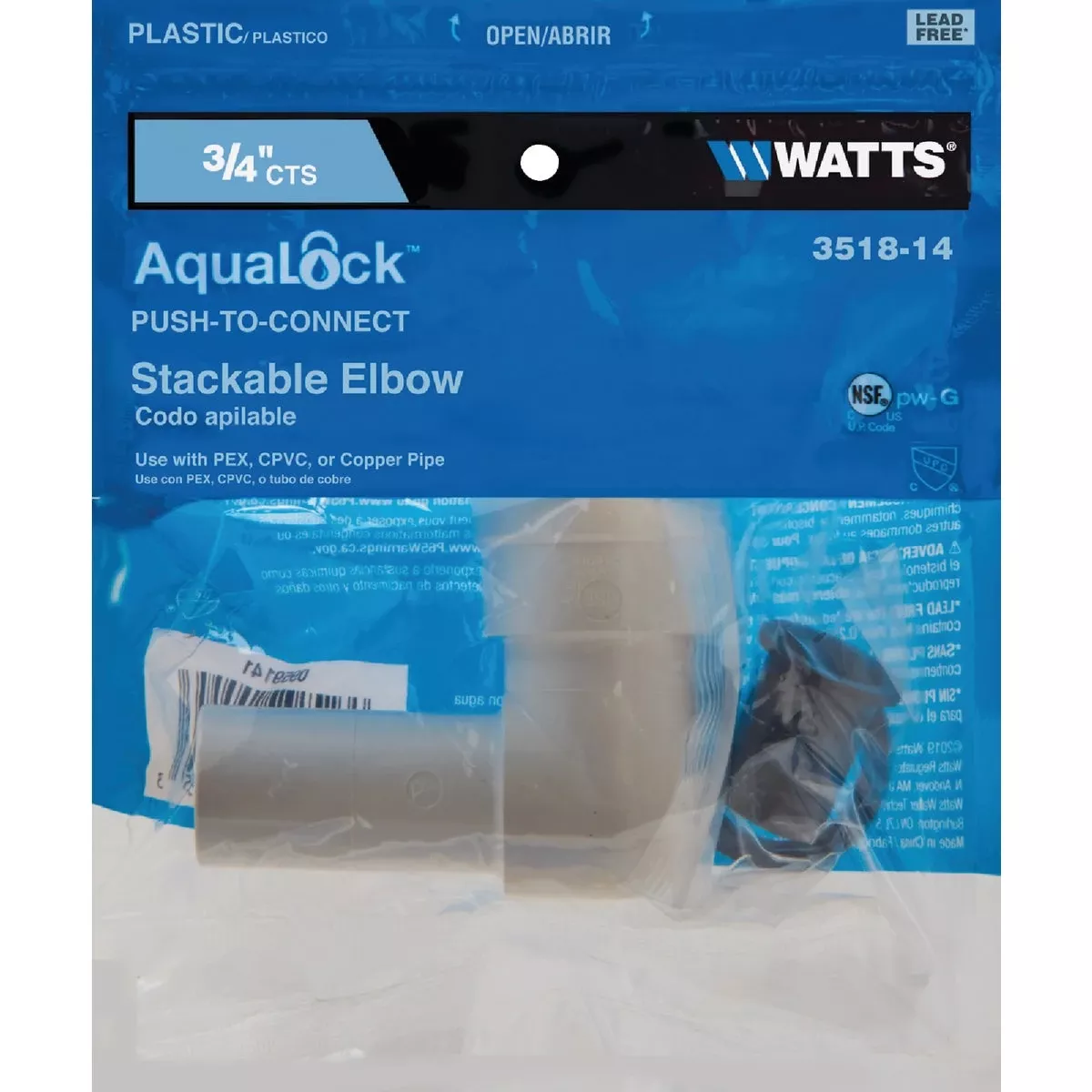 Aqualock 3/4 Inch Pex Quick-connect Stackable Elbow Fitting