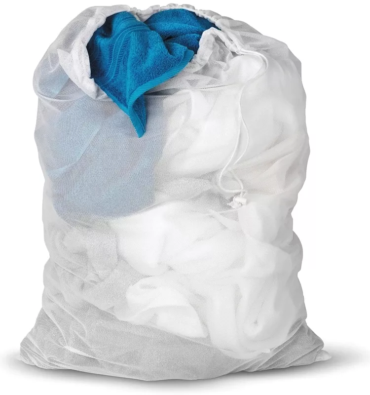 Durable 24" X 36" White Mesh Laundry Bag With Drawstring