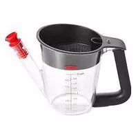 Good Grips 11273100 Fat Separator, 1 pt Capacity, 5.3 in L, 3 in W, 9 in H, Plastic/Silicone, Clear