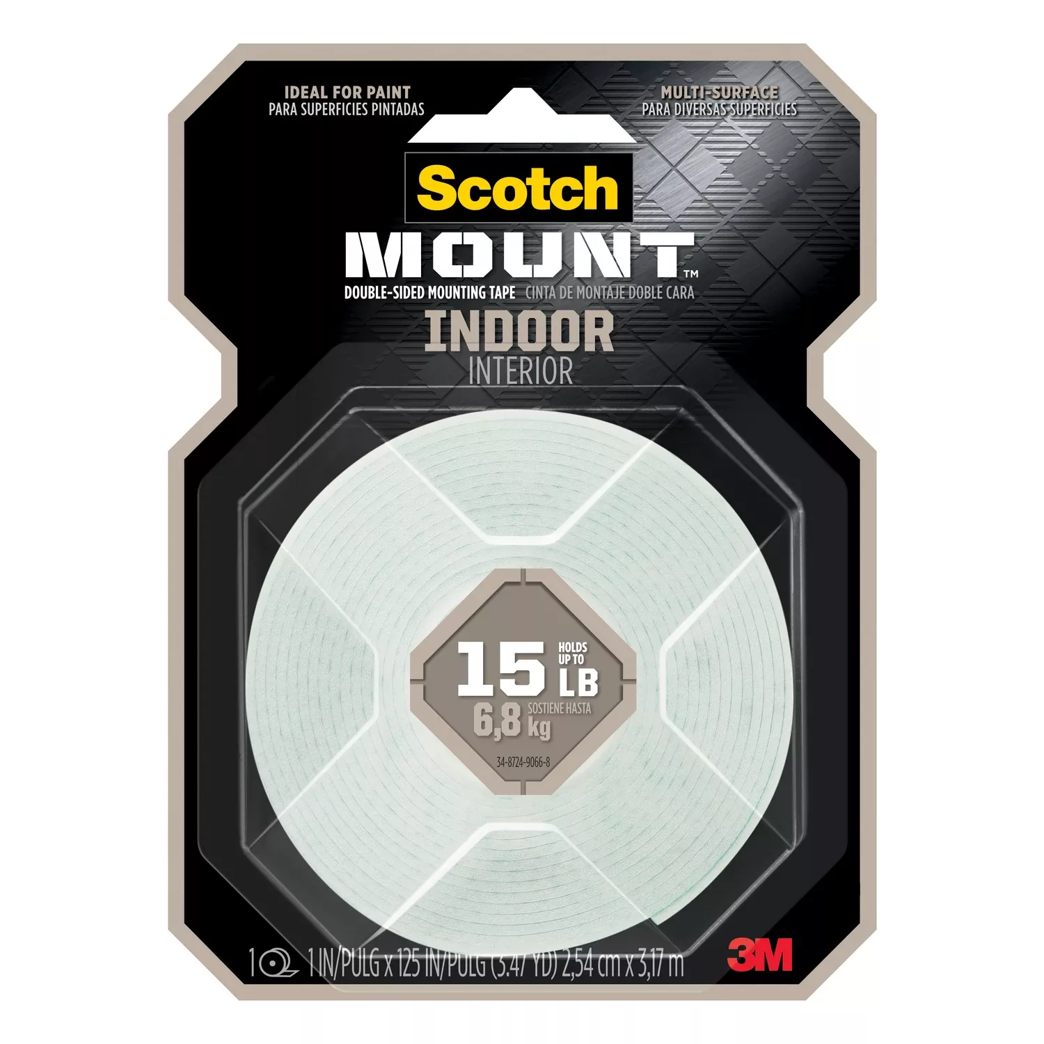 -mount 1 In. X 125 In. Indoor Double-sided Mounting Tape, 15 Lb. Capacity