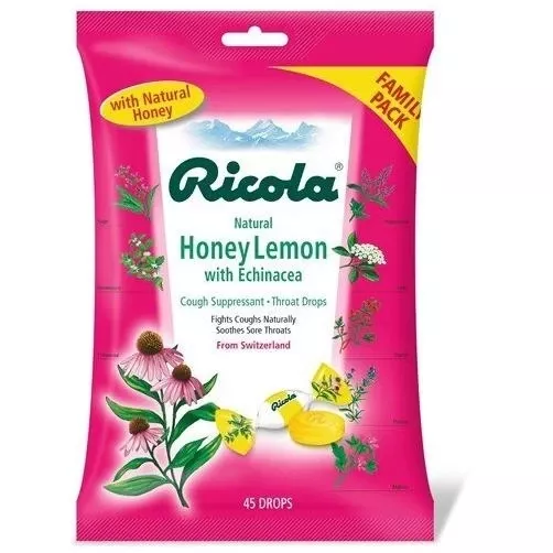 “ricola Cough Drops, Honey Lemon With Echinacea, 19/pack”