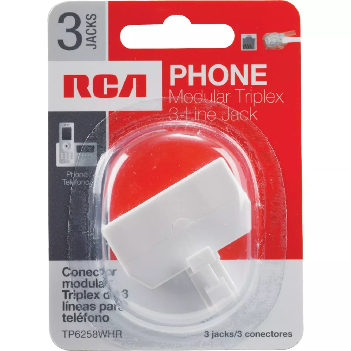 White 3-line Phone Splitter Tp6258whr – Multi-line Adapter For Telephones