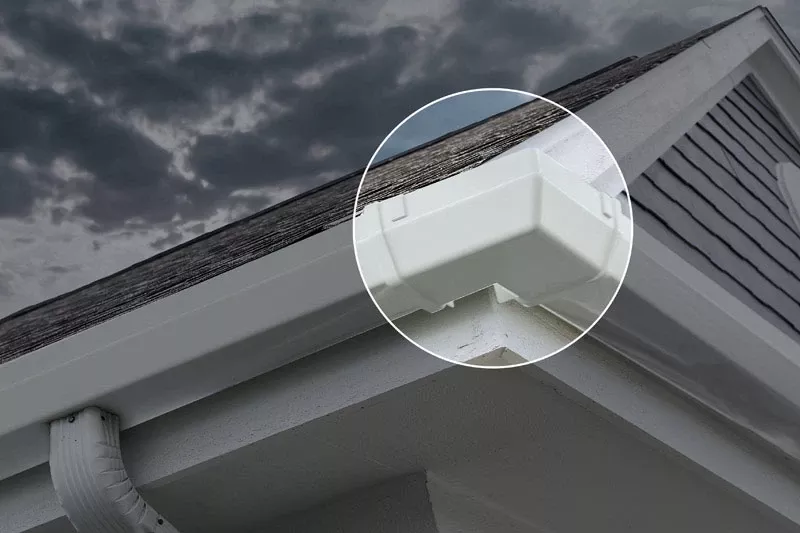 White Vinyl Self-supporting Gutter Corner For Inside & Outside Installations